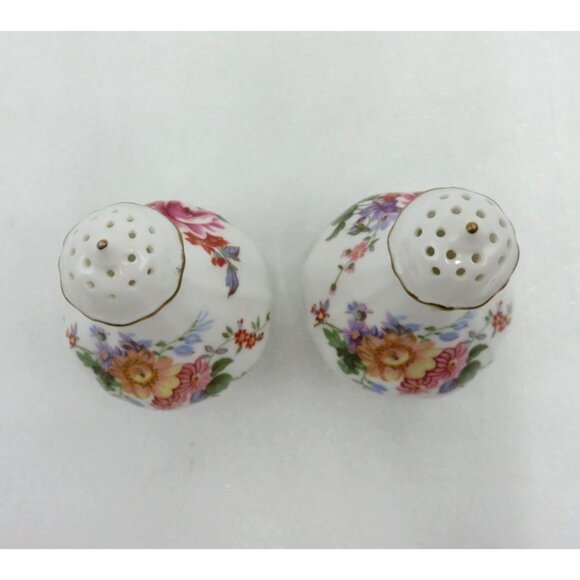 Royal CROWN DERBY Bone China Salt and Pepper Shaker With Floral Derby Posies - Picture 6 of 10